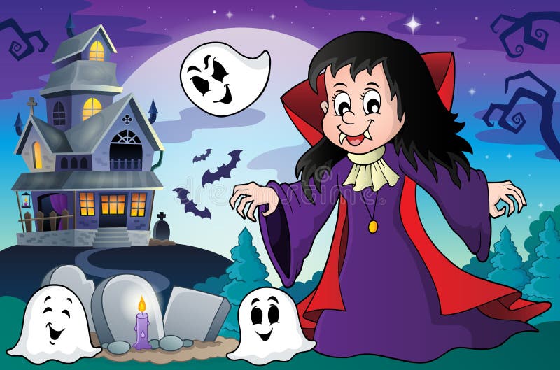 Immagine 4 di tema della ragazza del vampiro illustrazione di stock Immagine 4 di tema della ragazza del vampiro illustrazione di stock