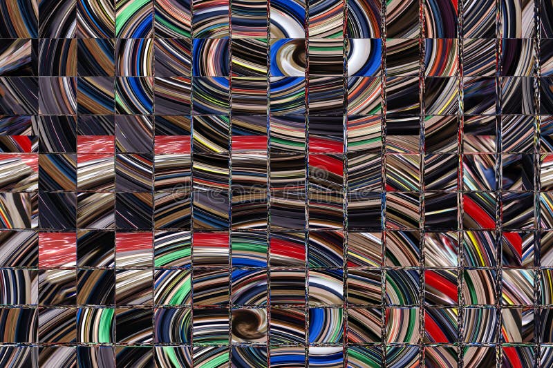 Immagine di una finestra di vetro macchiato multicolore con il modello irregolare del blocco in una tonalità del blu, formato qua immagini stock libere da diritti Immagine di una finestra di vetro macchiato multicolore con il modello irregolare del blocco in una tonalità del blu, formato qua immagini stock libere da diritti