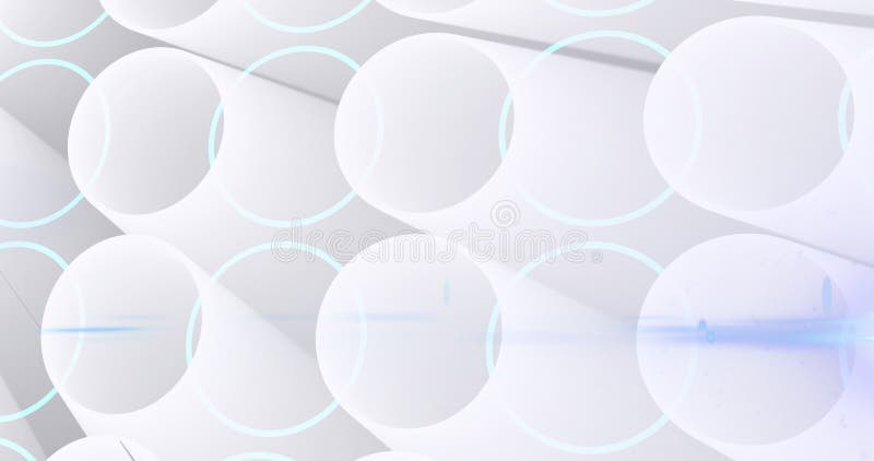 Immagine di una rete luminosa di forme rotonde bianche 3d illustrazione di stock