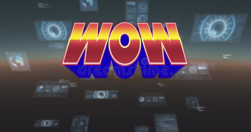 Immagine di wow nello spazio astratto digitale con schermi royalty illustrazione gratis