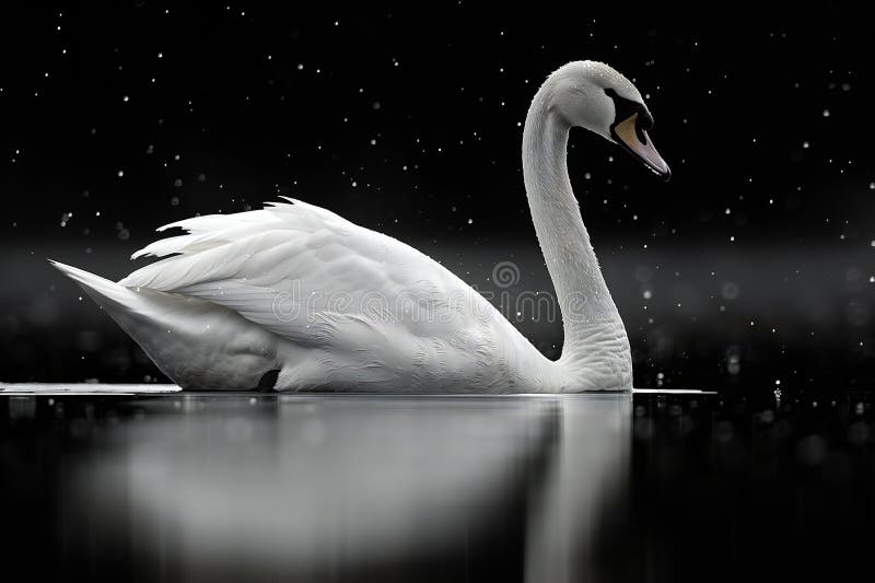 Immagine digitale del cigno bianco su fondo nero isolato d'acqua royalty illustrazione gratis