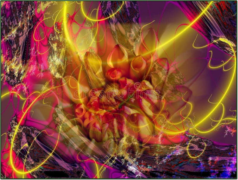 Immagine frattale e floreale. Immagine frattale con bellissime forme e colori che mostrano un fiore al centro
