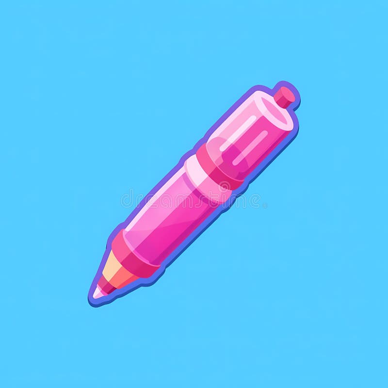 Immagine futuristica di una penna rosa con una superficie testurizzata. Lo sfondo è un colore blu cielo illustrazione vettoriale