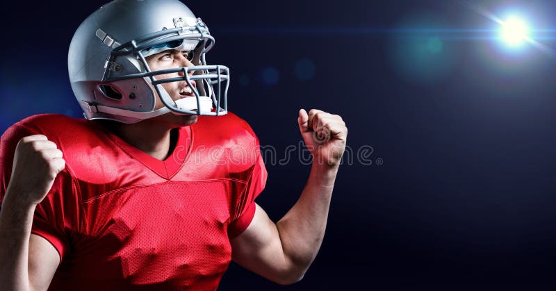 Immagine generata Digital del giocatore di football americano che incoraggia con il pugno chiuso