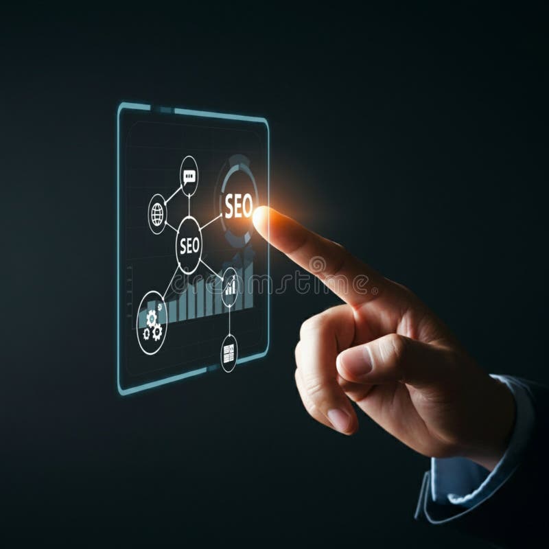 Immagine generata : ologramma blu luminoso con elementi futuristici illustrazione di stock