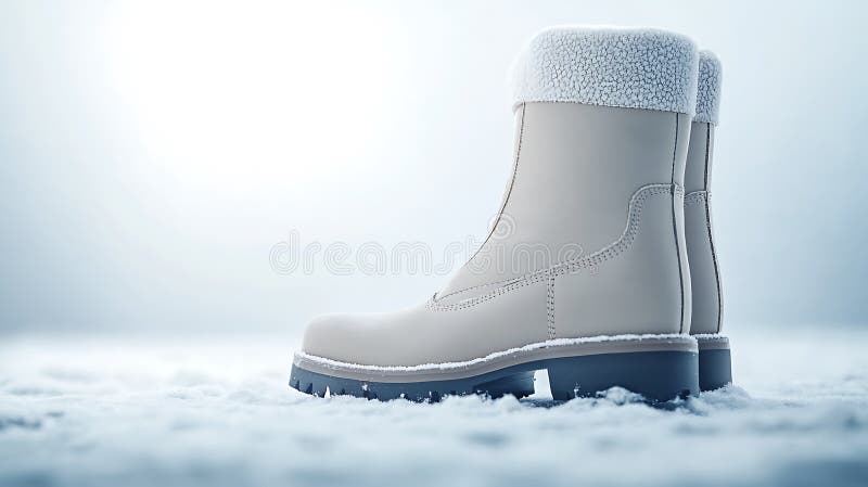 Immagine generativa di eleganti scarpe da ginnastica sullo sfondo bianco chiaro di neve royalty illustrazione gratis