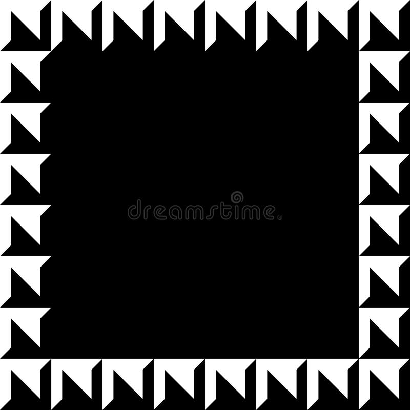 Geometric picture, photo frame in squarish format. Mosaic of geometric shapes. Monochrome border element. - Royalty free illustration. Geometric picture, photo frame in squarish format. Mosaic of geometric shapes. Monochrome border element. - Royalty free illustration