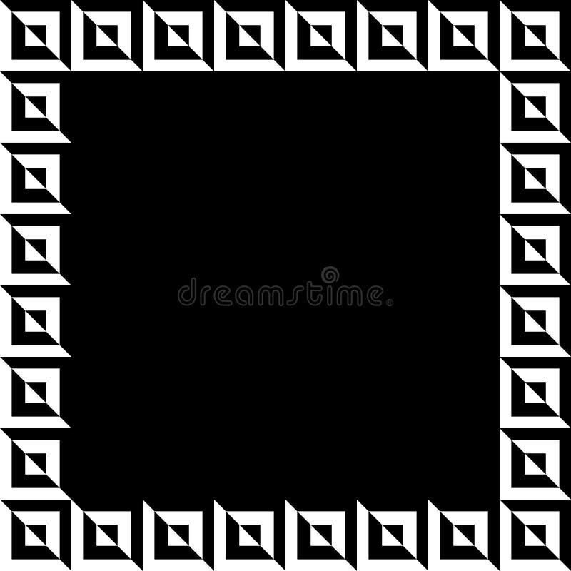 Geometric picture, photo frame in squarish format. Mosaic of geometric shapes. Monochrome border element. - Royalty free illustration. Geometric picture, photo frame in squarish format. Mosaic of geometric shapes. Monochrome border element. - Royalty free illustration