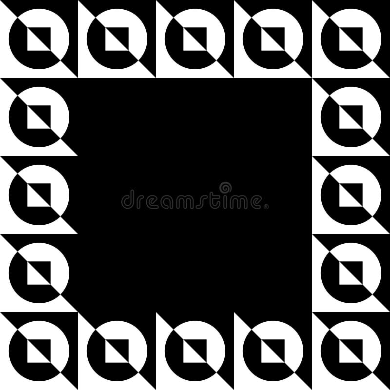 Geometric picture, photo frame in squarish format. Mosaic of geometric shapes. Monochrome border element. Geometric picture, photo frame in squarish format. Mosaic of geometric shapes. Monochrome border element.