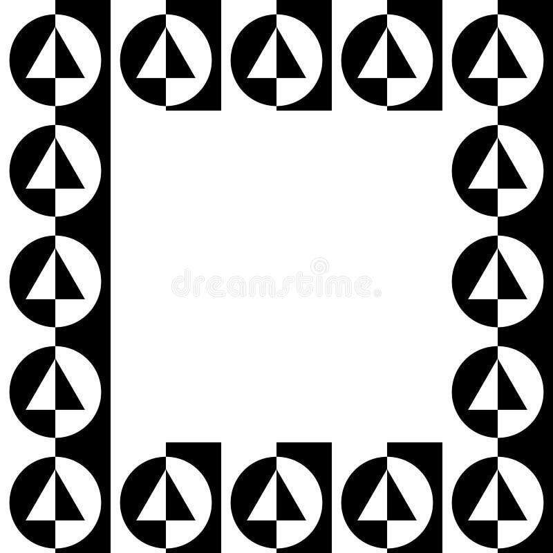 Geometric picture, photo frame in squarish format. Mosaic of geometric shapes. Monochrome border element. - Royalty free illustration. Geometric picture, photo frame in squarish format. Mosaic of geometric shapes. Monochrome border element. - Royalty free illustration