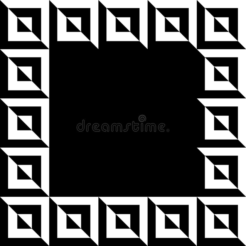 Geometric picture, photo frame in squarish format. Mosaic of geometric shapes. Monochrome border element. - Royalty free vector illustration. Geometric picture, photo frame in squarish format. Mosaic of geometric shapes. Monochrome border element. - Royalty free vector illustration