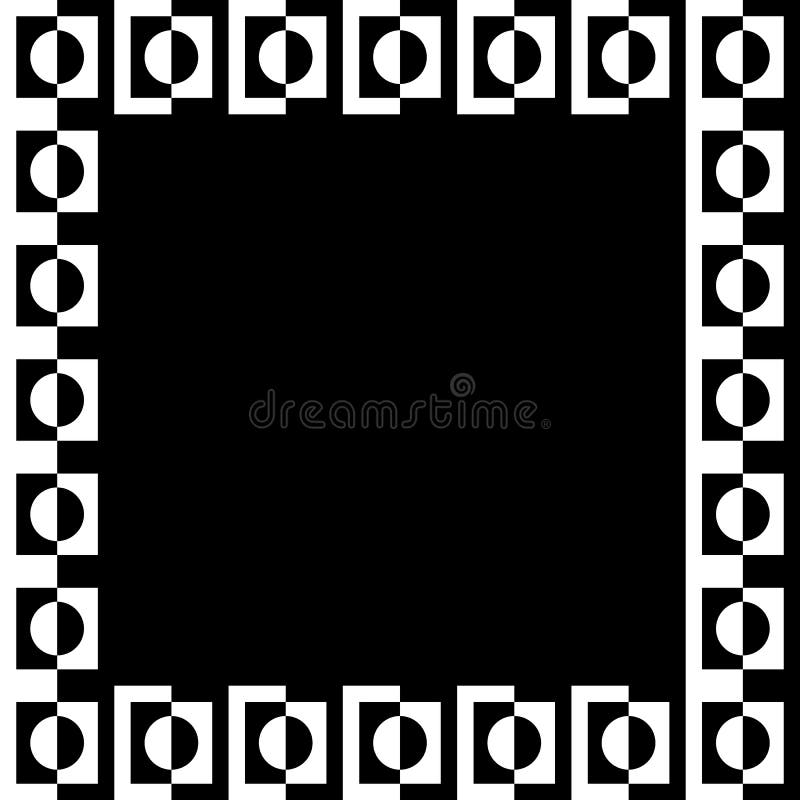 Geometric picture, photo frame in squarish format. Mosaic of geometric shapes. Monochrome border element. - Royalty free vector illustration. Geometric picture, photo frame in squarish format. Mosaic of geometric shapes. Monochrome border element. - Royalty free vector illustration