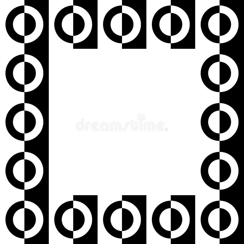 Geometric picture, photo frame in squarish format. Mosaic of geometric shapes. Monochrome border element. - Royalty free vector illustration. Geometric picture, photo frame in squarish format. Mosaic of geometric shapes. Monochrome border element. - Royalty free vector illustration