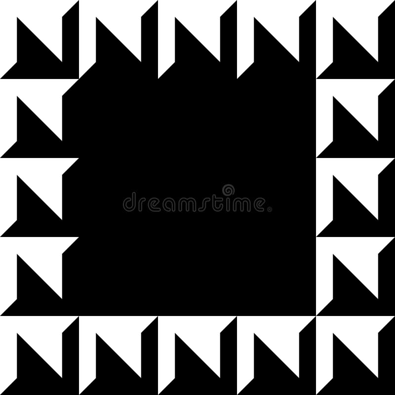 Geometric picture, photo frame in squarish format. Mosaic of geometric shapes. Monochrome border element. - Royalty free vector illustration. Geometric picture, photo frame in squarish format. Mosaic of geometric shapes. Monochrome border element. - Royalty free vector illustration
