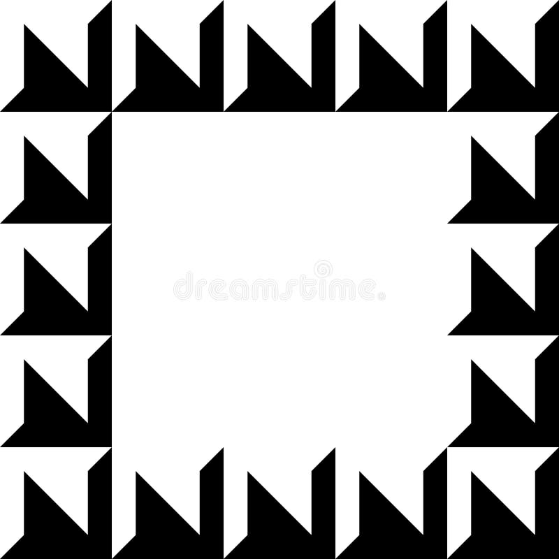 Geometric picture, photo frame in squarish format. Mosaic of geometric shapes. Monochrome border element. - Royalty free vector illustration. Geometric picture, photo frame in squarish format. Mosaic of geometric shapes. Monochrome border element. - Royalty free vector illustration