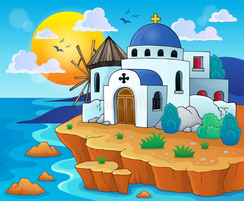 Immagine greca 6 di tema illustrazione di stock Immagine greca 6 di tema illustrazione di stock