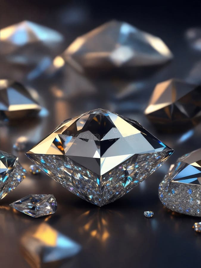 Immagine a messa a fuoco morbida di bellissimi diamanti illustrazione di aria generativa illustrazione di stock