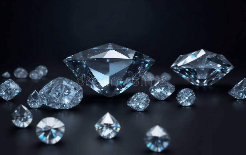 Immagine a messa a fuoco morbida di bellissimi diamanti illustrazione di aria generativa illustrazione di stock