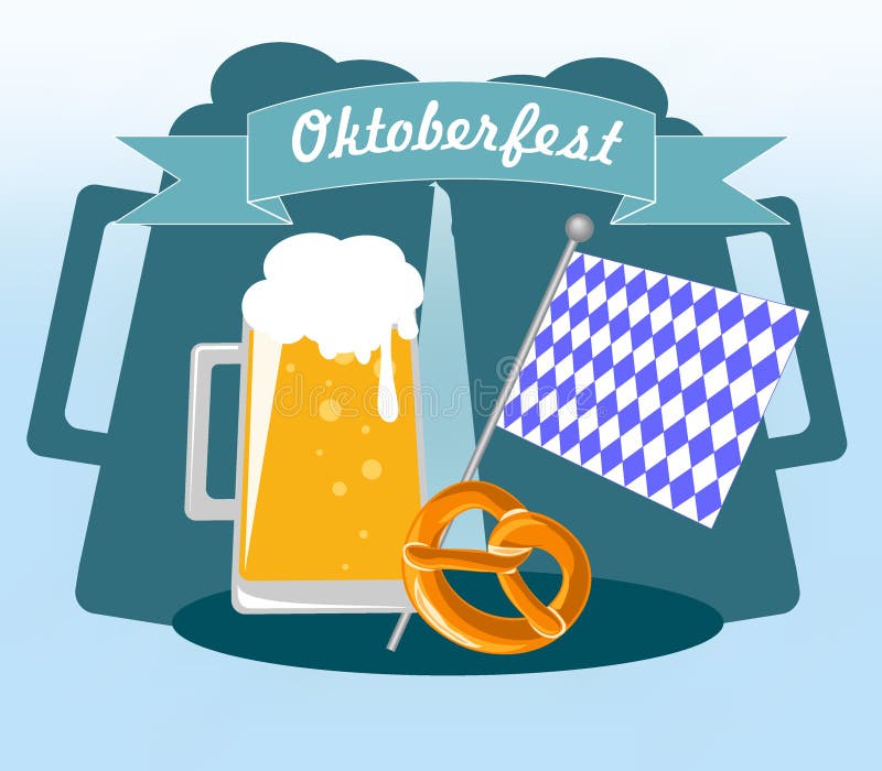 Immagine per la festa tedesca Oktoberfest con una tazza della birra della schiuma illustrazione di stock Immagine per la festa tedesca Oktoberfest con una tazza della birra della schiuma illustrazione di stock