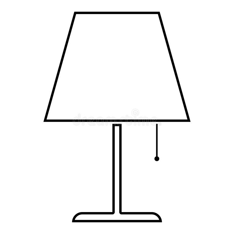 Immagine piana di stile della lampada della lampada di notte della lampada da tavolo dell'icona del nero di colore del profilo de
