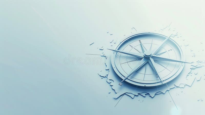 Immagine semplice e pulita di una bussola con linee chiare sullo sfondo blu. ideale per applicazioni di navigazione e viaggi immagine stock libera da diritti