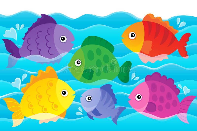 Immagine stilizzata 4 di tema dei pesci illustrazione di stock Immagine stilizzata 4 di tema dei pesci illustrazione di stock
