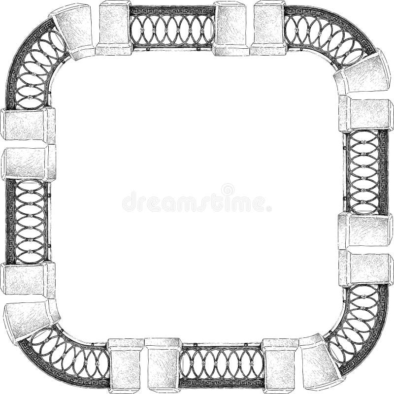 Immagine vettoriale della cornice quadrata della barriera architettonica di sketch illustrazione di stock