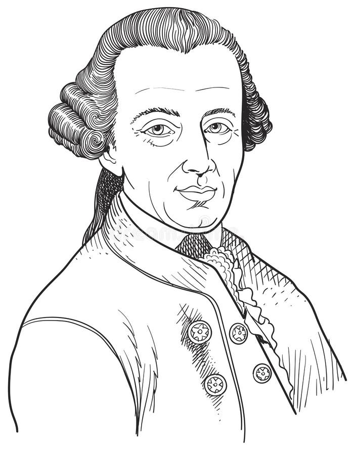 Immanuel kant cartoon portrait, vector