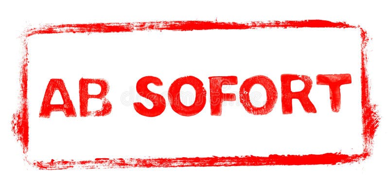 Red stencil frame: Immediately banner in german language stock illustration