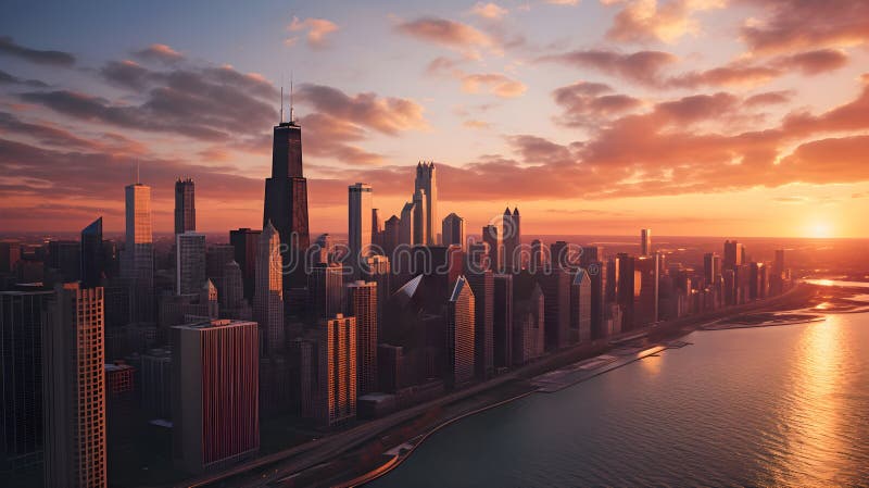Immergersi nel fascino dinamico delle chicagos skyline illustrazione vettoriale