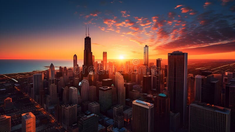 Immergersi nel fascino dinamico delle chicagos skyline illustrazione vettoriale