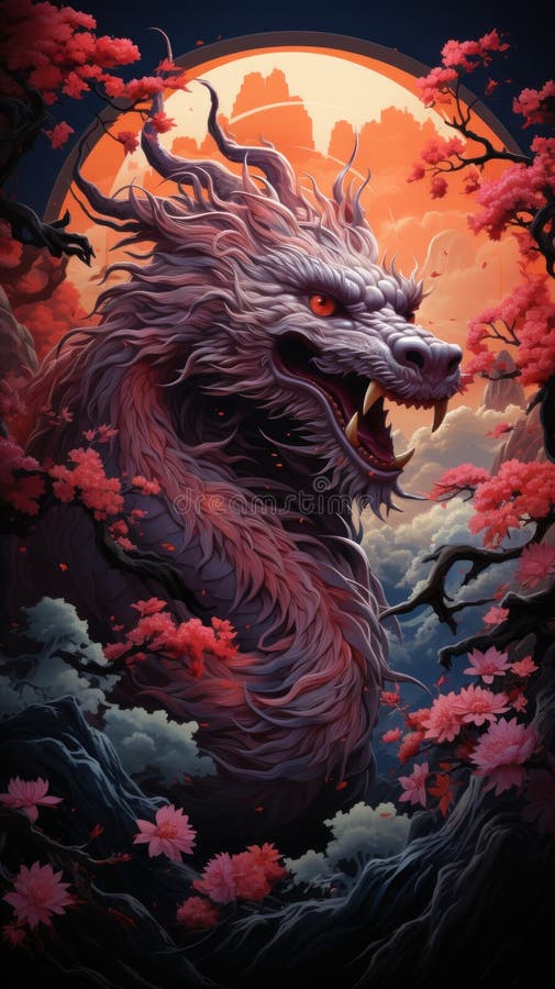 Immergersi in un incantevole album di copertstyle artwork in cui un potente drago rosso attira l'attenzione. Creato con generativo illustrazione di stock