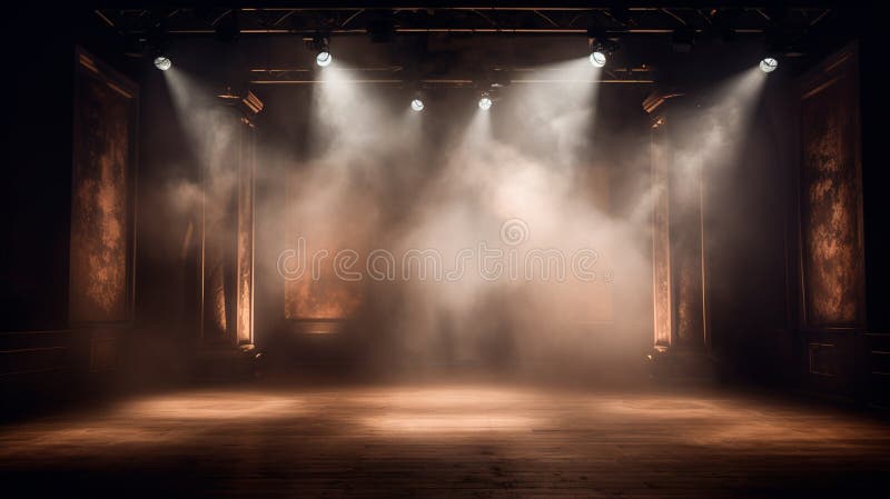Immergersi in un mondo etereo : fase oscura vuota trasformata con nebbia nebbia e riflettori marroni perfetti per la presentazione royalty illustrazione gratis