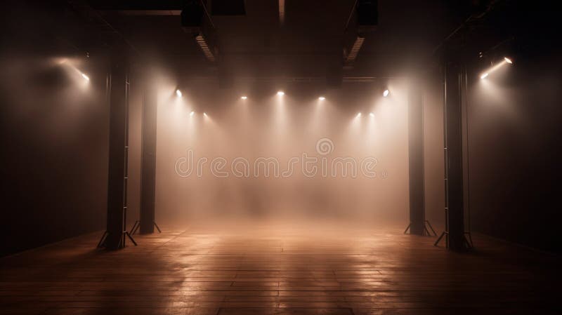 Immergersi in un mondo etereo : fase oscura vuota trasformata con nebbia nebbia e riflettori marroni perfetti per la presentazione royalty illustrazione gratis