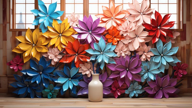 Immergersi in un mondo vivace di bellezza con una colorata esplosione di fiori su sfondo bianco. illustrazione vettoriale