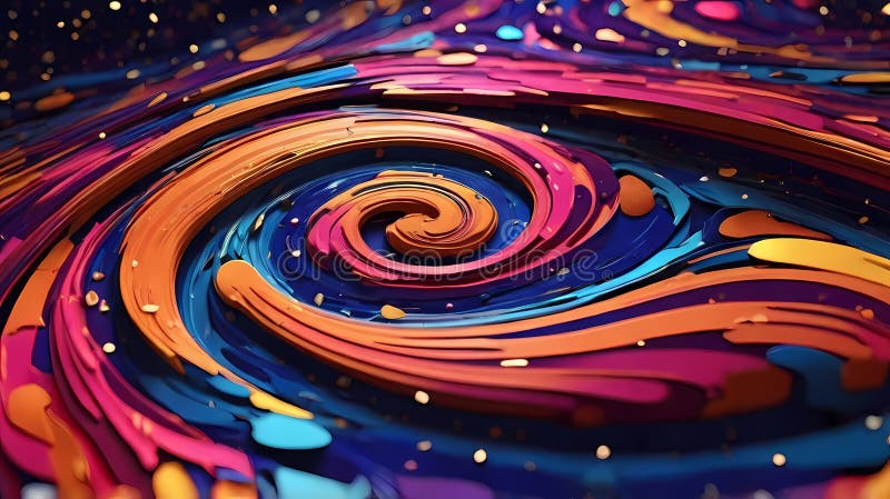 Immergersi in una galassia in cui i colori dell'arte pop circolano secondo schemi psichedelici illustrazione di stock