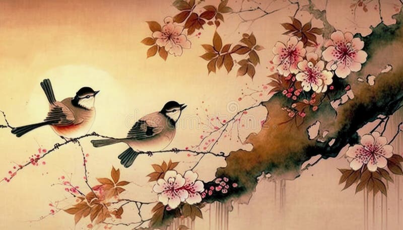 Japanese Painting - Serene Background for Wall Art and Wallpaper Stock  Photo - Image of asian, home: 272008922