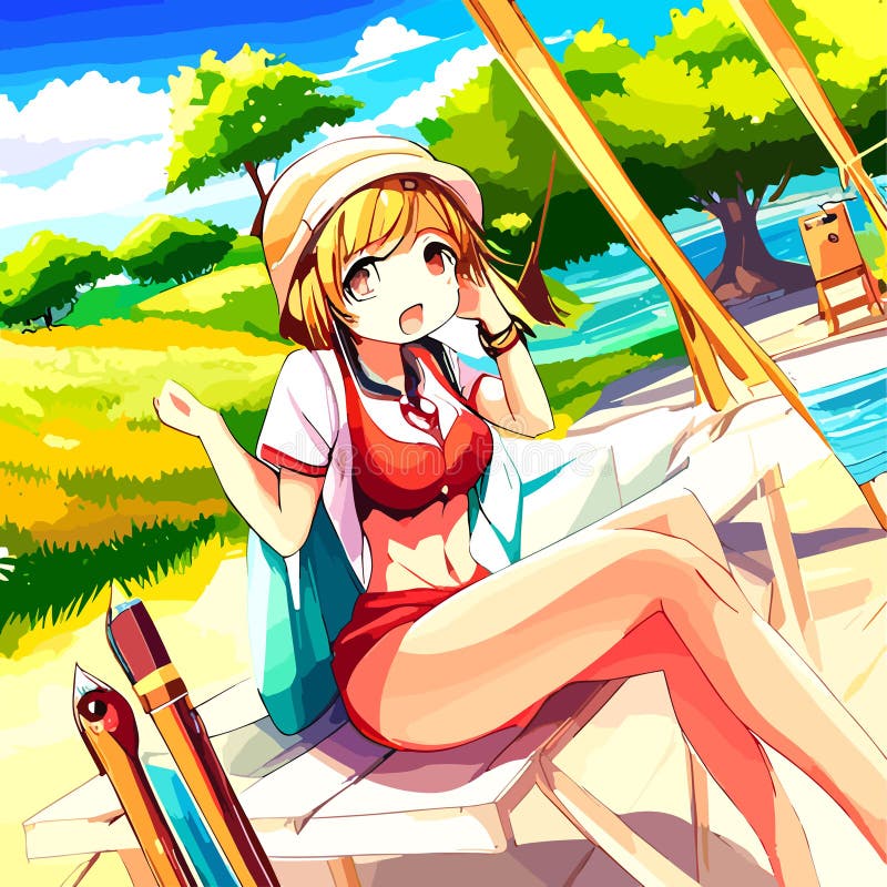 Desktop Wallpaper Cute Anime Girl Sitting Long Hair Original Hd Image  Picture Background 58767e
