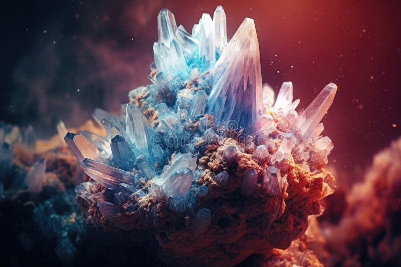 Crystalline formations patterns and delicate structures. Generative AI vector illustration