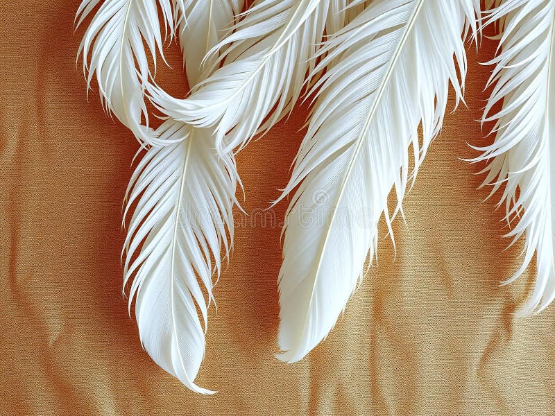 Exquisite Antique Brocade Draped with Graceful Flowing Feathers An Ornate Display of Avian Elegance and Luxurious royalty free stock photography