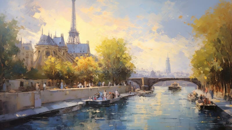 Seine Symphony: AI-Enhanced Impressionistic Painting Unveils Parisian