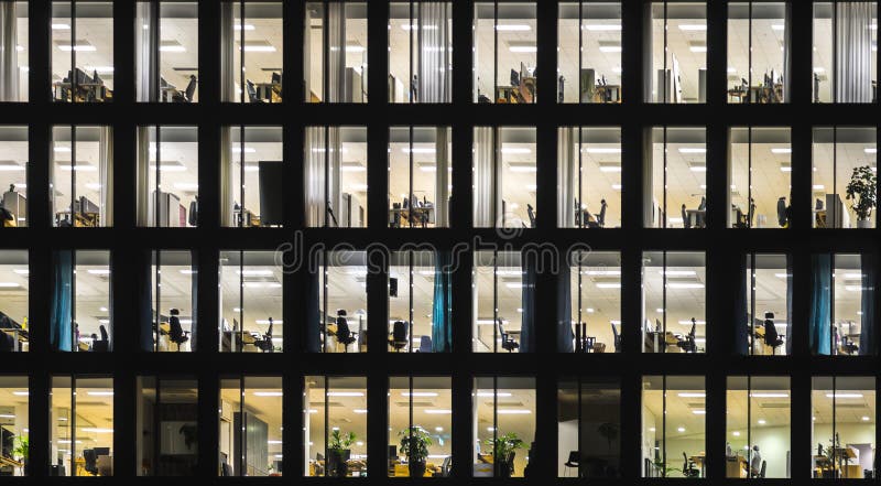 Windows of office building at night. Windows of office building at night
