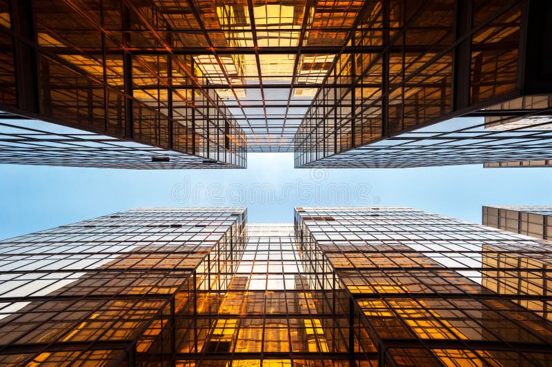 Immeubles de bureaux reflétés symétriques, Hong Kong photographie stock Immeubles de bureaux reflétés symétriques, Hong Kong photographie stock