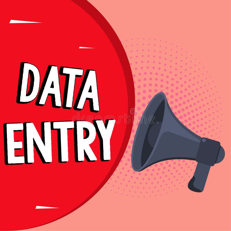 Immissione di dati di visualizzazione concettuale. parola per processo di immissione di dati o informazioni nel computer royalty illustrazione gratis