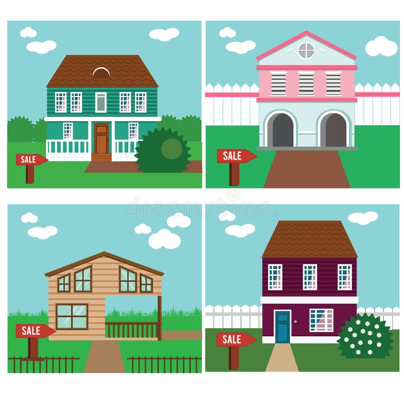 Immobiliers en vente Chambre, cottage, maison urbaine, illustration à la maison douce de vecteur illustration stock Immobiliers en vente Chambre, cottage, maison urbaine, illustration à la maison douce de vecteur illustration stock