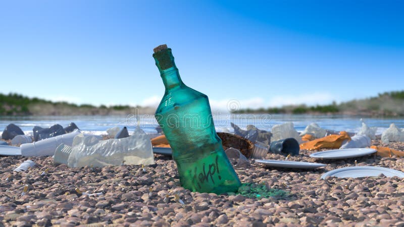 Immondizia sul concetto ecologico della spiaggia del mare immagini stock Immondizia sul concetto ecologico della spiaggia del mare immagini stock