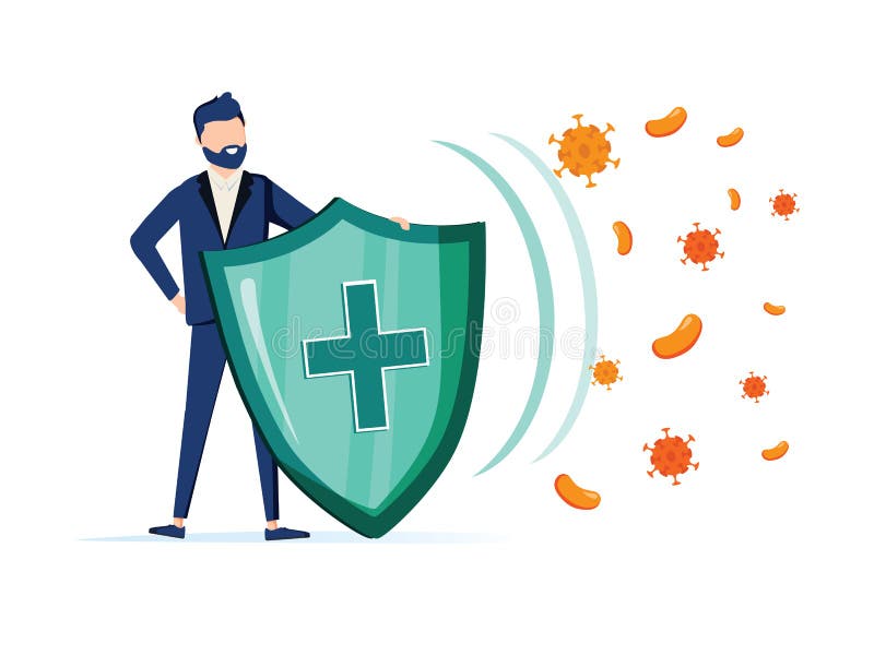 immune system vector icon logo health bacteria virus protection medical prevention human germ man reflect bacteria immune system 164945937