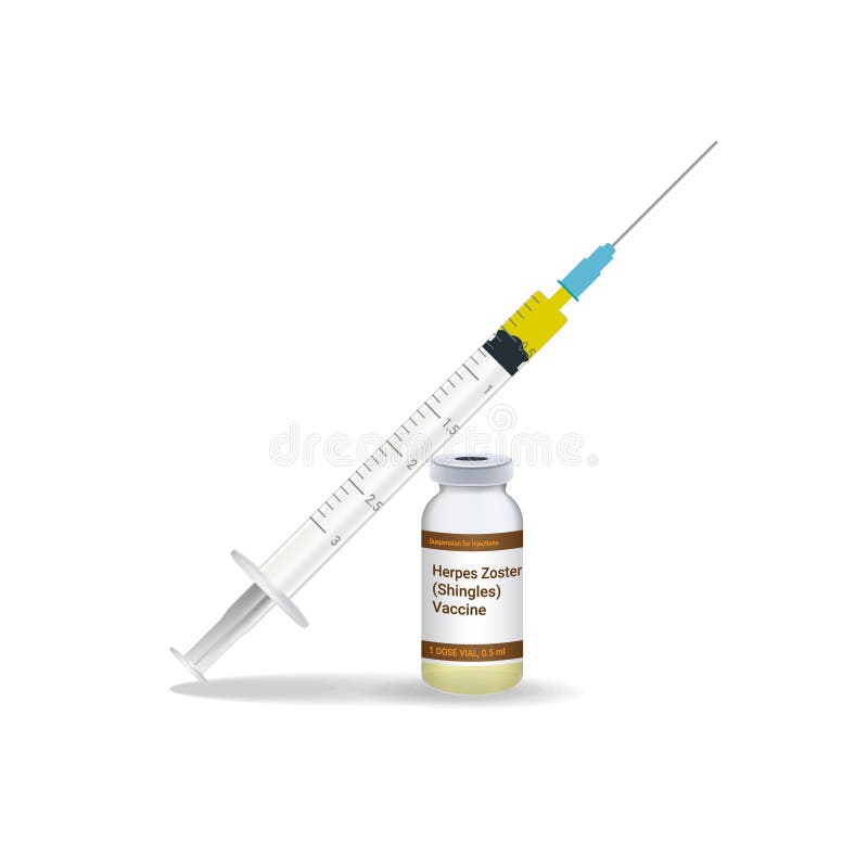 Immunisering överlappar den vaccinera injektionssprutan med den gula vaccinen, Vial Of Medicine Isolated On A vit bakgrund vektor vektor illustrationer