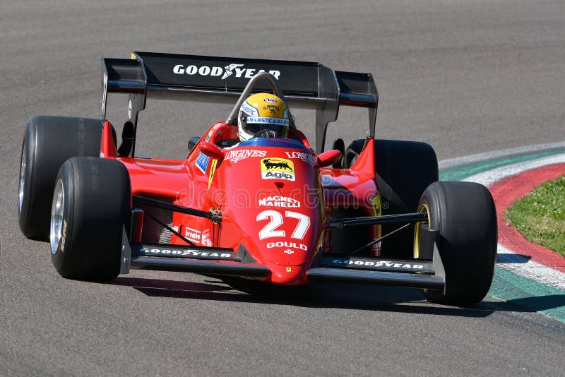 Imola 27 April 19 Historic 1984 Ferrari F1 Car Model 126 C4 Ex Michele Alboreto Rene Arnoux In Action Editorial Photo Image Of Action 1984