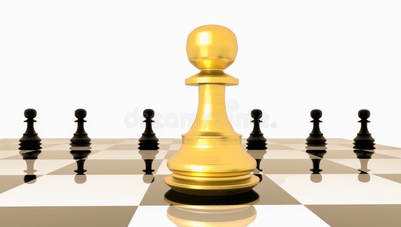 Impegni la gestione eccezionale di vantaggio competitivo del soldato quello dorato di scacchi - la rappresentazione 3d illustrazione vettoriale Impegni la gestione eccezionale di vantaggio competitivo del soldato quello dorato di scacchi - la rappresentazione 3d illustrazione vettoriale